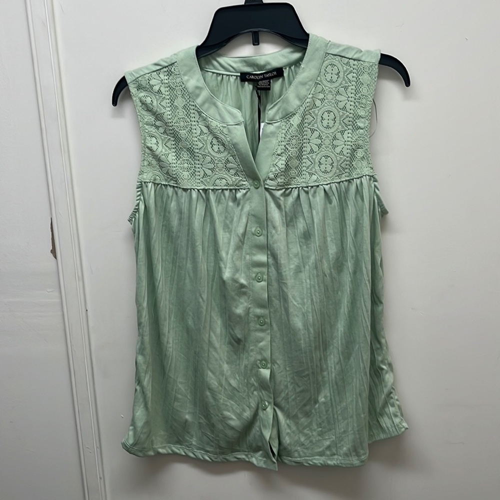 Carolyn Taylor Lace Split Front Knit Top - Size L